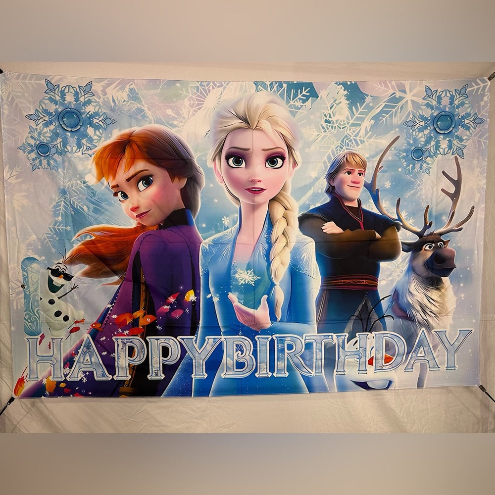 Frozen Happy Birthday Backdrop Banner 5x3Ft.